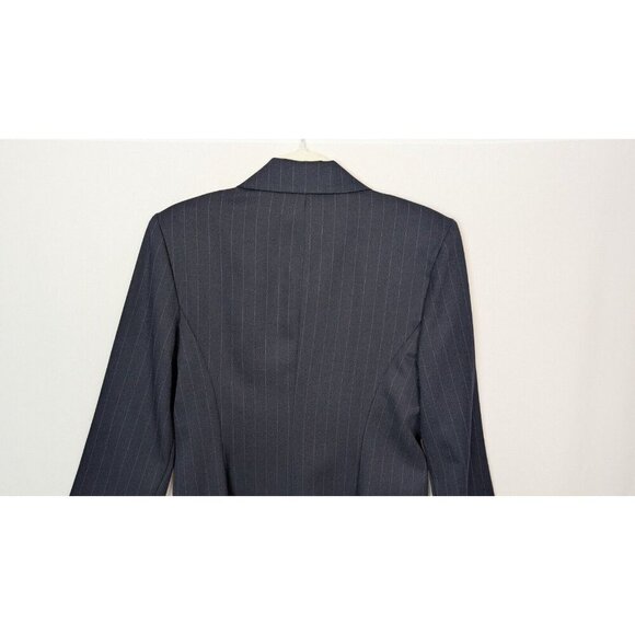 VINTAGE 90s Y2K City Triangles 13 Blazer Jacket Suit Dress Set Navy Pin Stripe - Picture 12 of 16